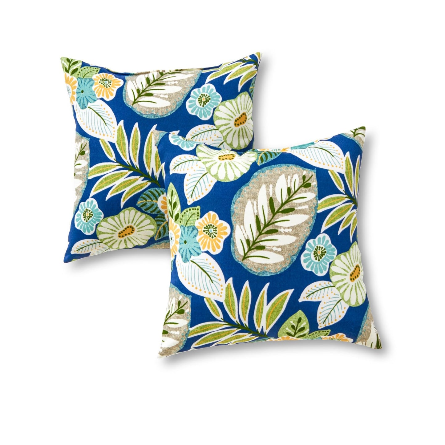 Set of 2 Outdoor Throw Pillows 17 x 17 Inch – Reversible Square Patio Accent Pillows – Weather-Resistant Polyester Fabric – Eco-Friendly Recycled Polyfiber Fill, Arctic Paisley