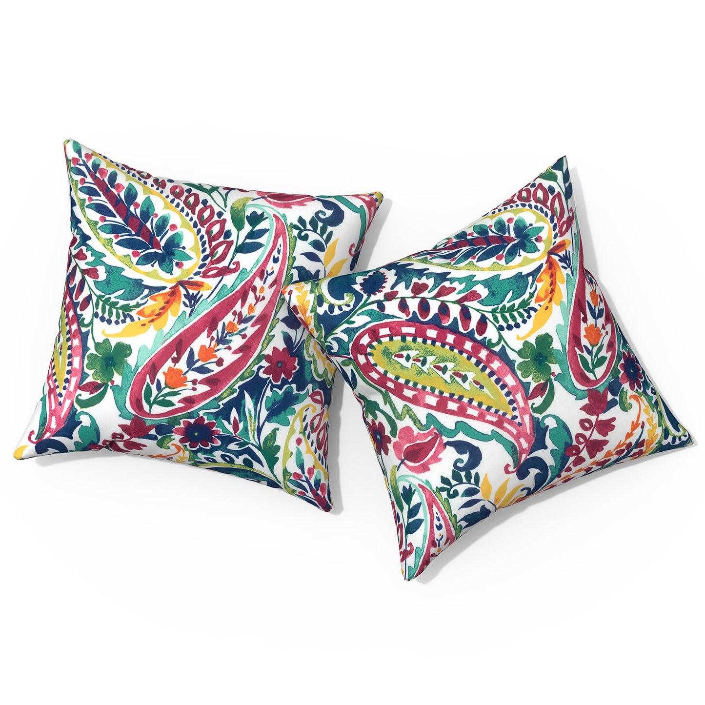 Outdoor Pillows for Patio Furniture 18x18 inch, Square Outdoor Throw Pillows with Inserts, Decorative Toss Pillows for Garden Couch Home Sofa Office Chair, Pack of 2, Clemens Noir Pink