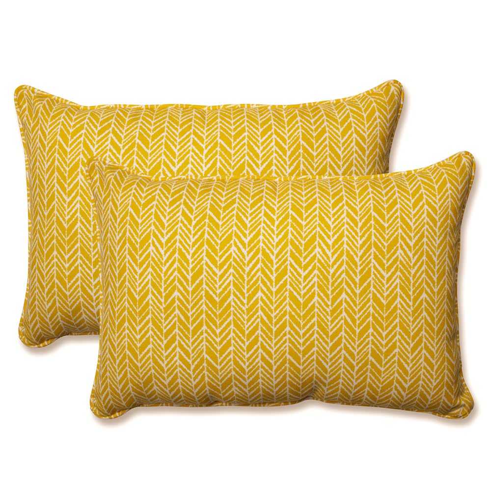 Pillow Perfect Outdoor/Indoor Herringbone Night Throw Pillows, 18.5" x 18.5", Black, 2 Pack