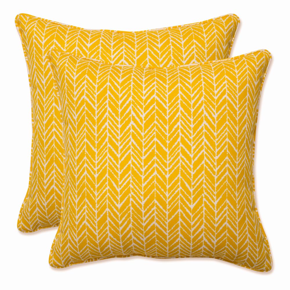 Pillow Perfect Outdoor/Indoor Herringbone Night Throw Pillows, 18.5" x 18.5", Black, 2 Pack