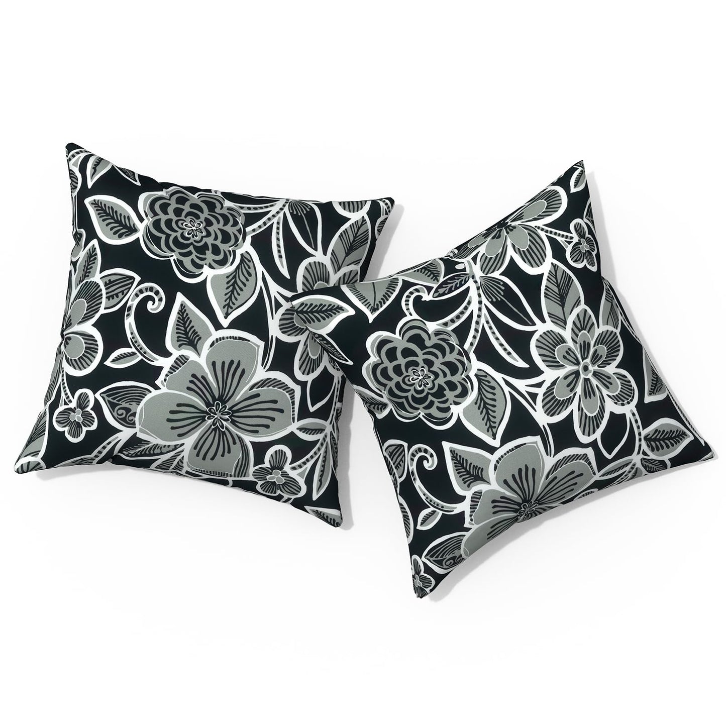 Outdoor Pillows for Patio Furniture 18x18 inch, Square Outdoor Throw Pillows with Inserts, Decorative Toss Pillows for Garden Couch Home Sofa Office Chair, Pack of 2, Clemens Noir Pink