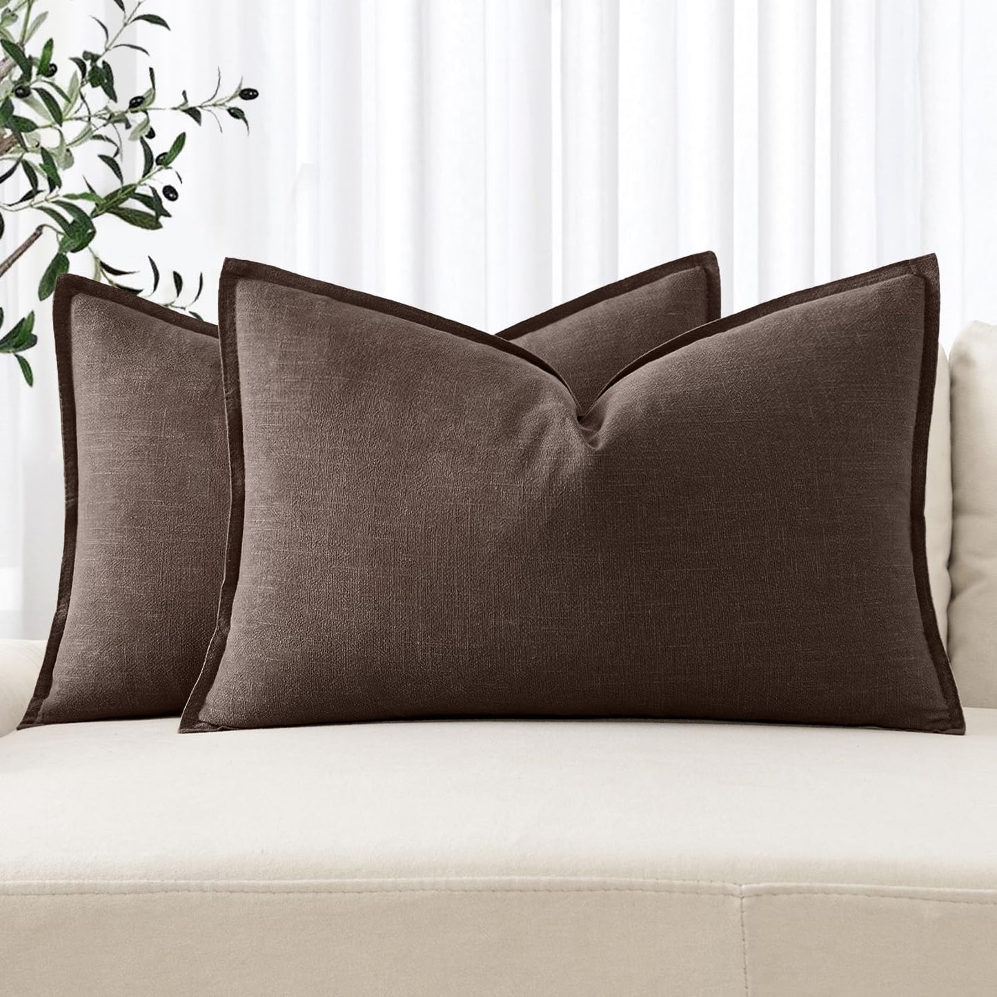MIULEE Decorative Linen Pillow Covers 20x20 Inch Light Blue Boho Farmhouse Neutral Couch Throw Pillows for Bed Pack of 2 Accent Coastal Modern Pillowcase Summer Sofa Livingroom Home Decor
