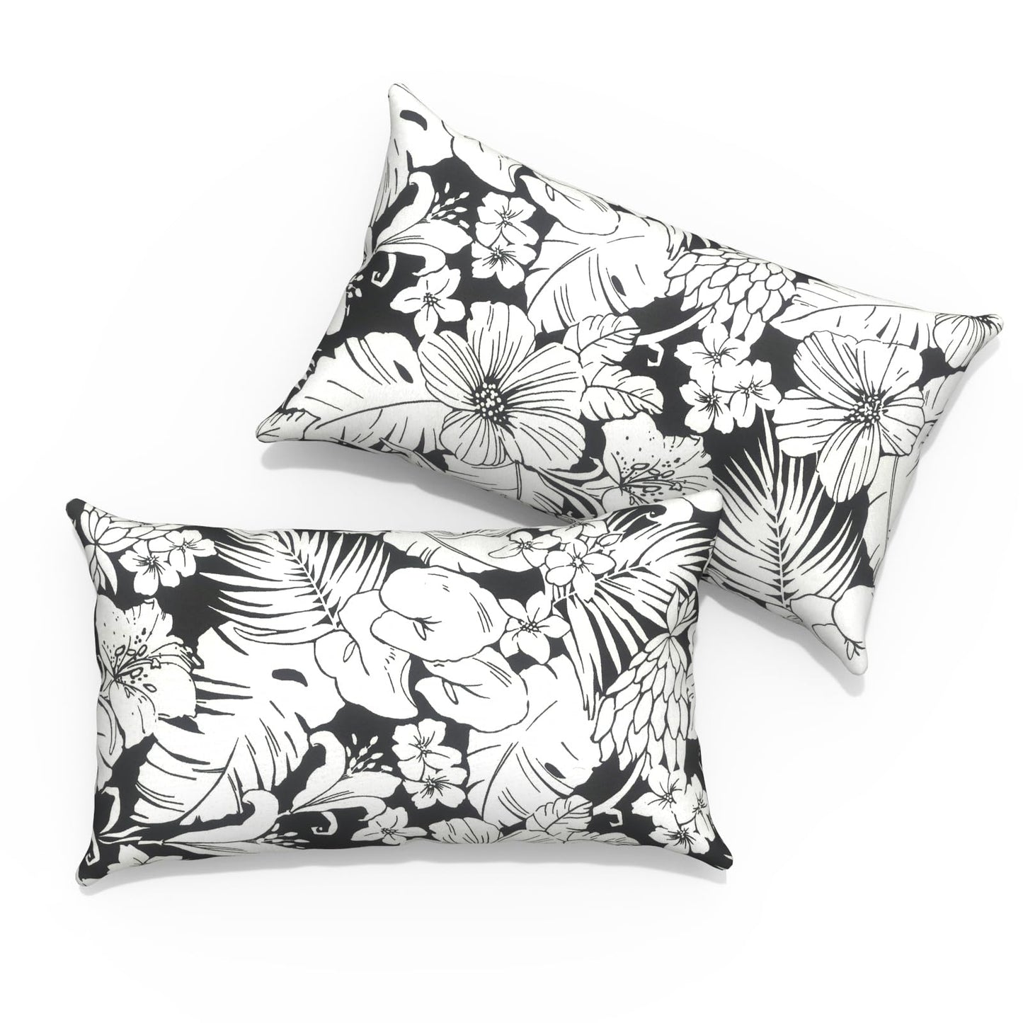 Outdoor Pillows for Patio Furniture 18x18 inch, Square Outdoor Throw Pillows with Inserts, Decorative Toss Pillows for Garden Couch Home Sofa Office Chair, Pack of 2, Clemens Noir Pink