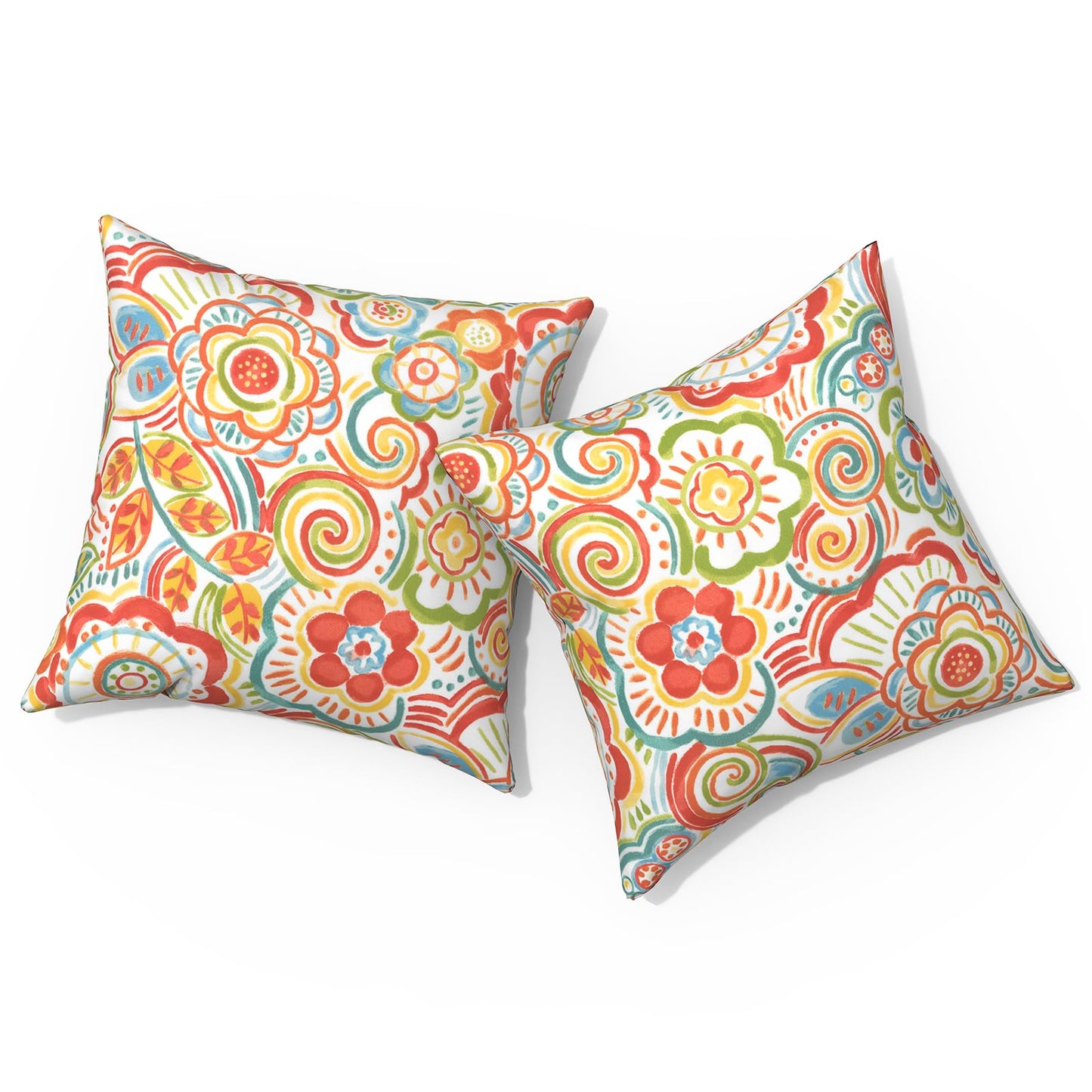 Outdoor Pillows for Patio Furniture 18x18 inch, Square Outdoor Throw Pillows with Inserts, Decorative Toss Pillows for Garden Couch Home Sofa Office Chair, Pack of 2, Clemens Noir Pink
