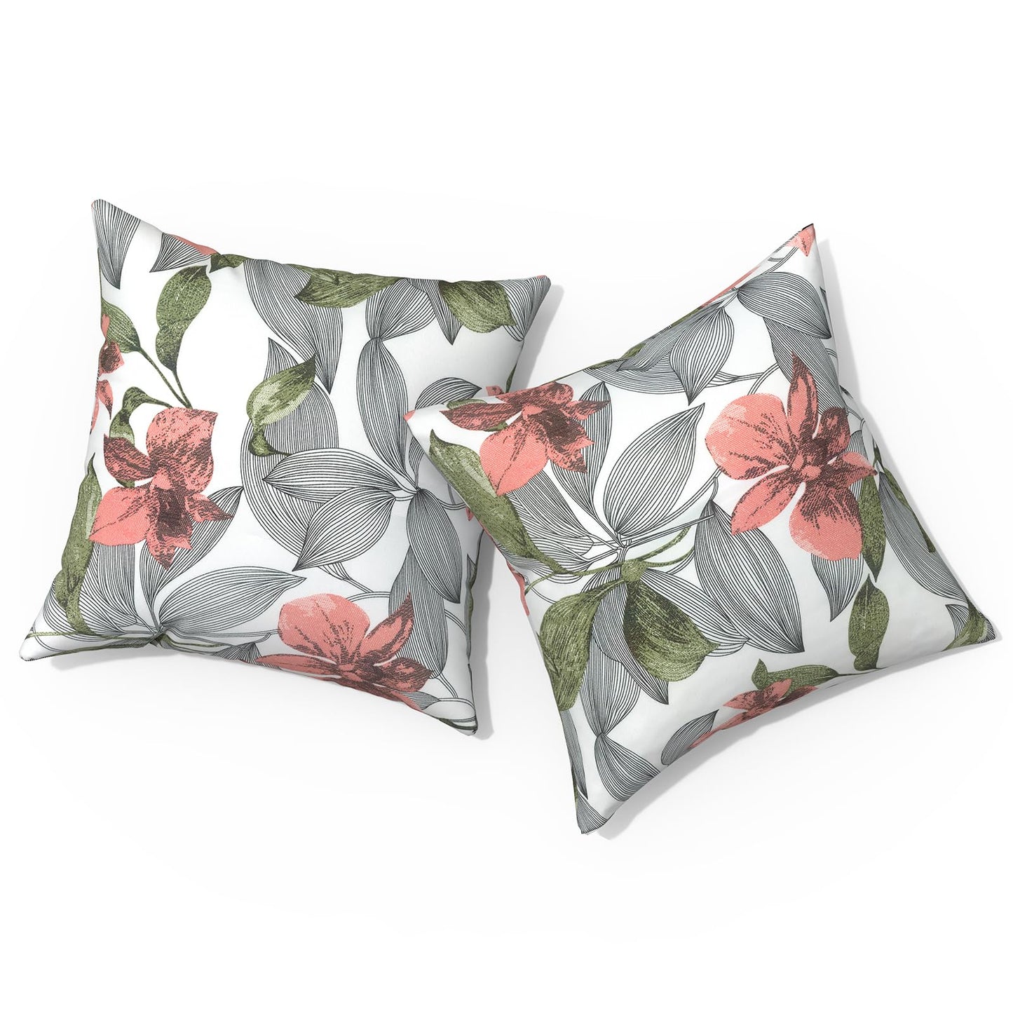 Outdoor Pillows for Patio Furniture 18x18 inch, Square Outdoor Throw Pillows with Inserts, Decorative Toss Pillows for Garden Couch Home Sofa Office Chair, Pack of 2, Clemens Noir Pink