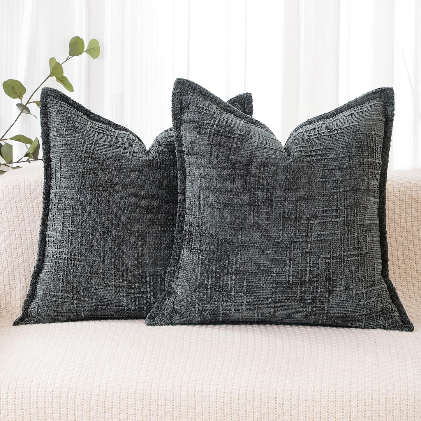 HPUK Throw Pillow Covers 20x20 Inch Set of 4, Linen Decorative Pillow Covers, Accent Cushion Covers for Couch Sofa Bed Bedroom Living Room Décor, Grey