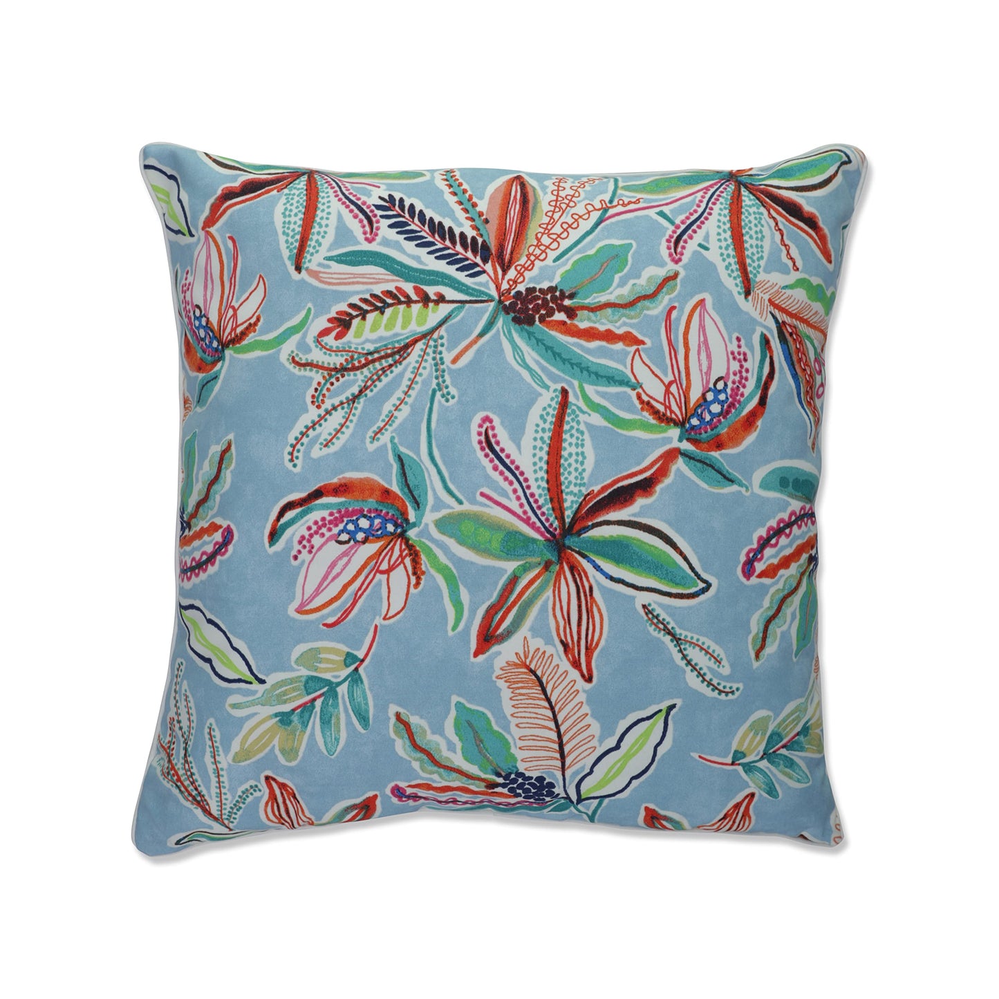 Pillow Perfect Botanical Indoor/Outdoor Throw Pillows, 2 Count, Large - 18.5" x 18.5", Green/Ivory Key Cove