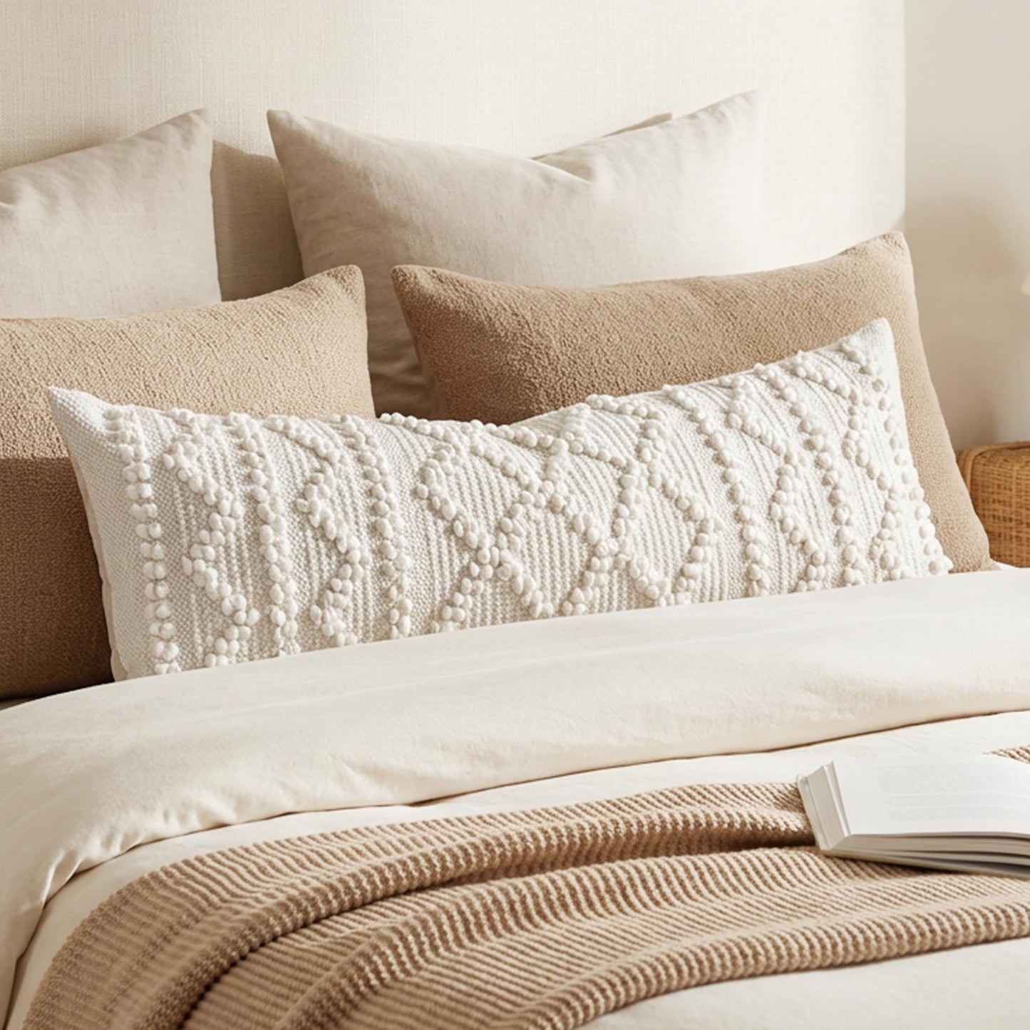 Boho Neutral Modern Farmhouse Decorative Lumbar Throw Pillow Cover