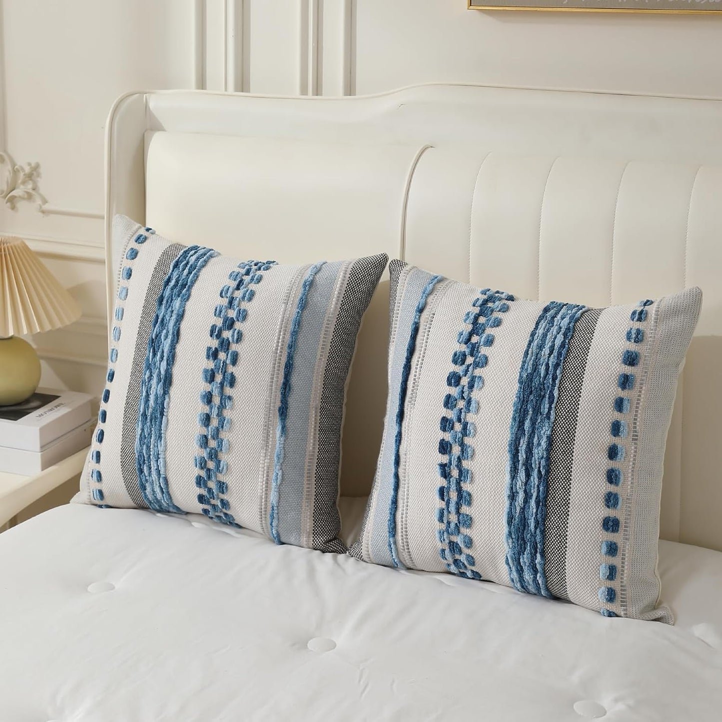 Boho Textured Modern Farmhouse Decorative Throw Pillow Covers Set of 2