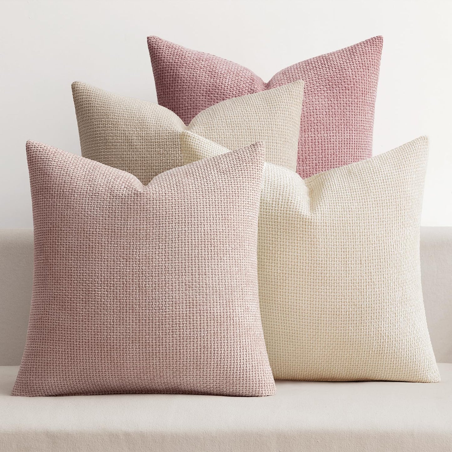 MIULEE Pack of 4 Couch Throw Pillow Covers 20x20 Inch Neutral Blue Soft Decorative Chenille Pillow Covers Farmhouse Accent Cushion Covers for Boho Western Spring Coastal Decor Sofa Bed Living Room