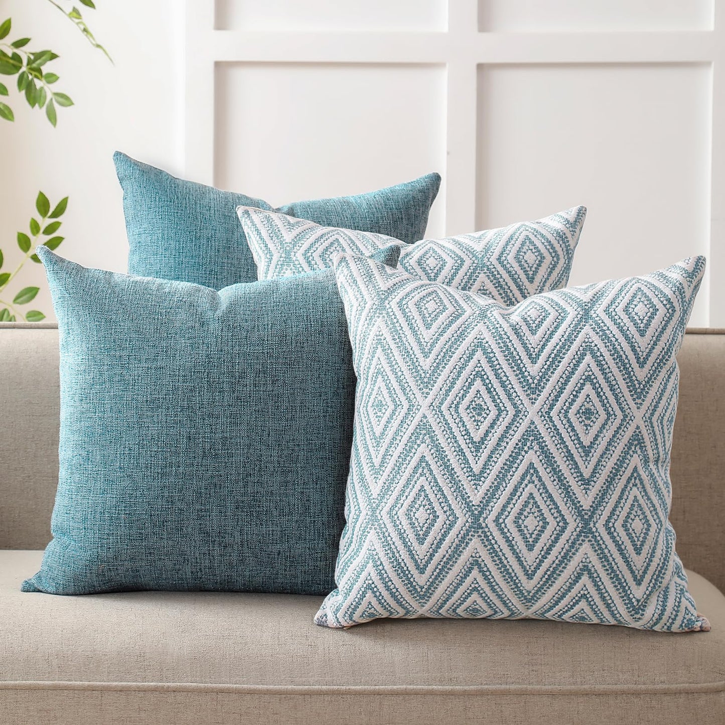 HPUK Throw Pillow Covers 20x20 Inch Set of 4, Linen Decorative Pillow Covers, Accent Cushion Covers for Couch Sofa Bed Bedroom Living Room Décor, Grey