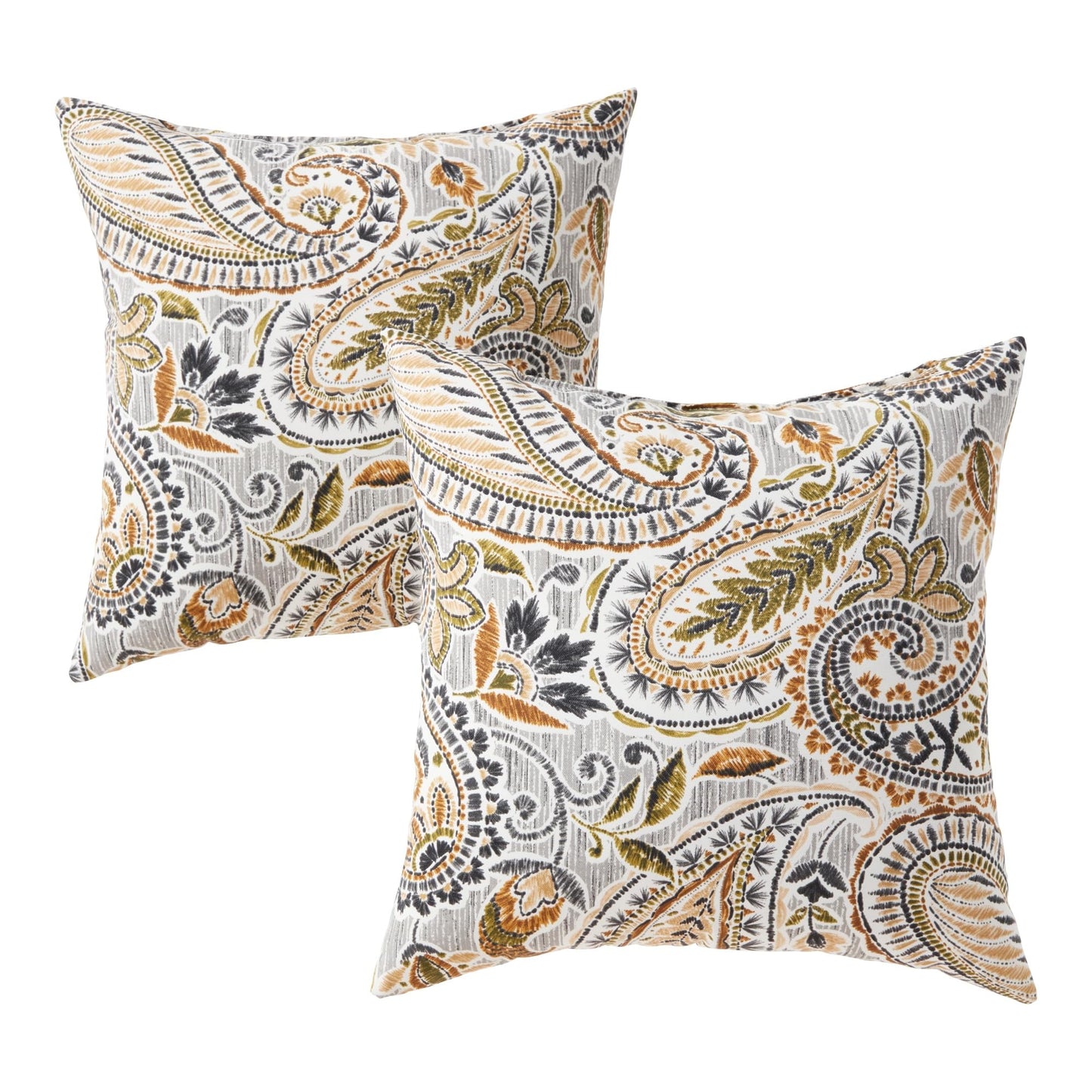 Set of 2 Outdoor Throw Pillows 17 x 17 Inch – Reversible Square Patio Accent Pillows – Weather-Resistant Polyester Fabric – Eco-Friendly Recycled Polyfiber Fill, Arctic Paisley