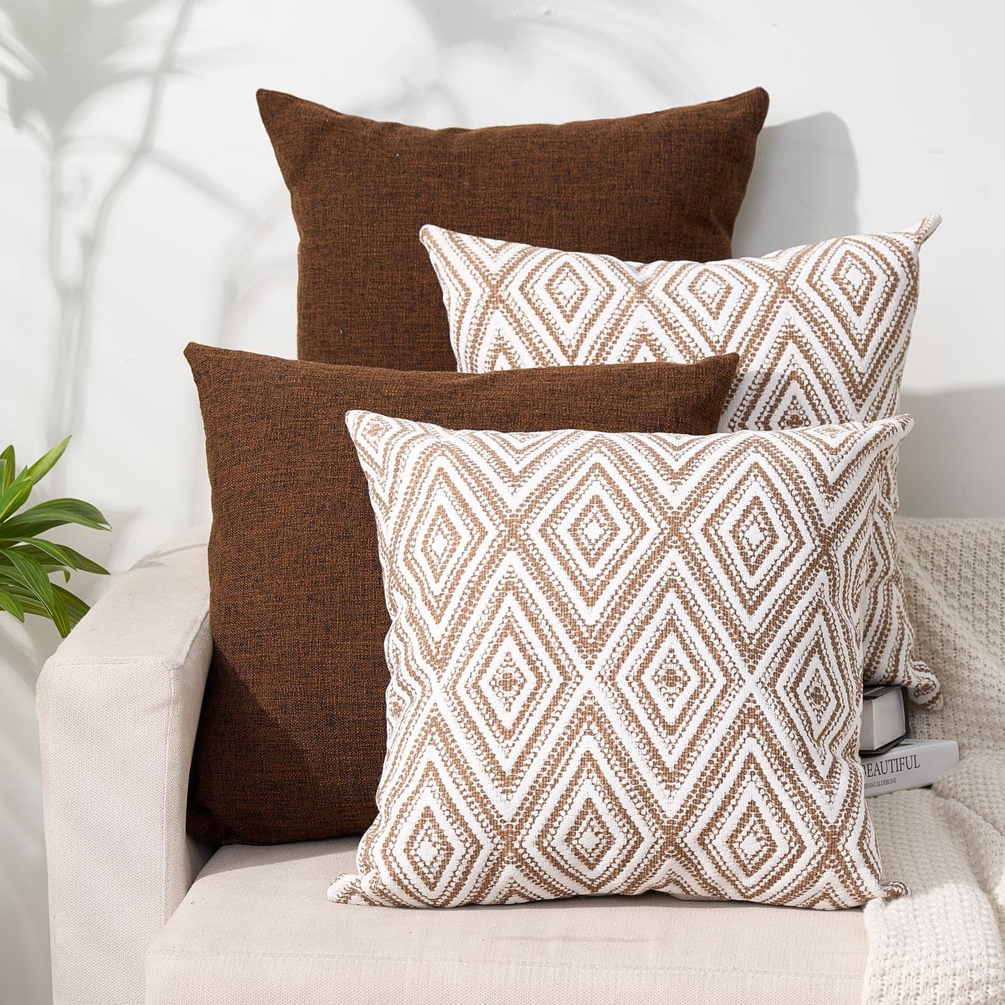 HPUK Throw Pillow Covers 20x20 Inch Set of 4, Linen Decorative Pillow Covers, Accent Cushion Covers for Couch Sofa Bed Bedroom Living Room Décor, Grey