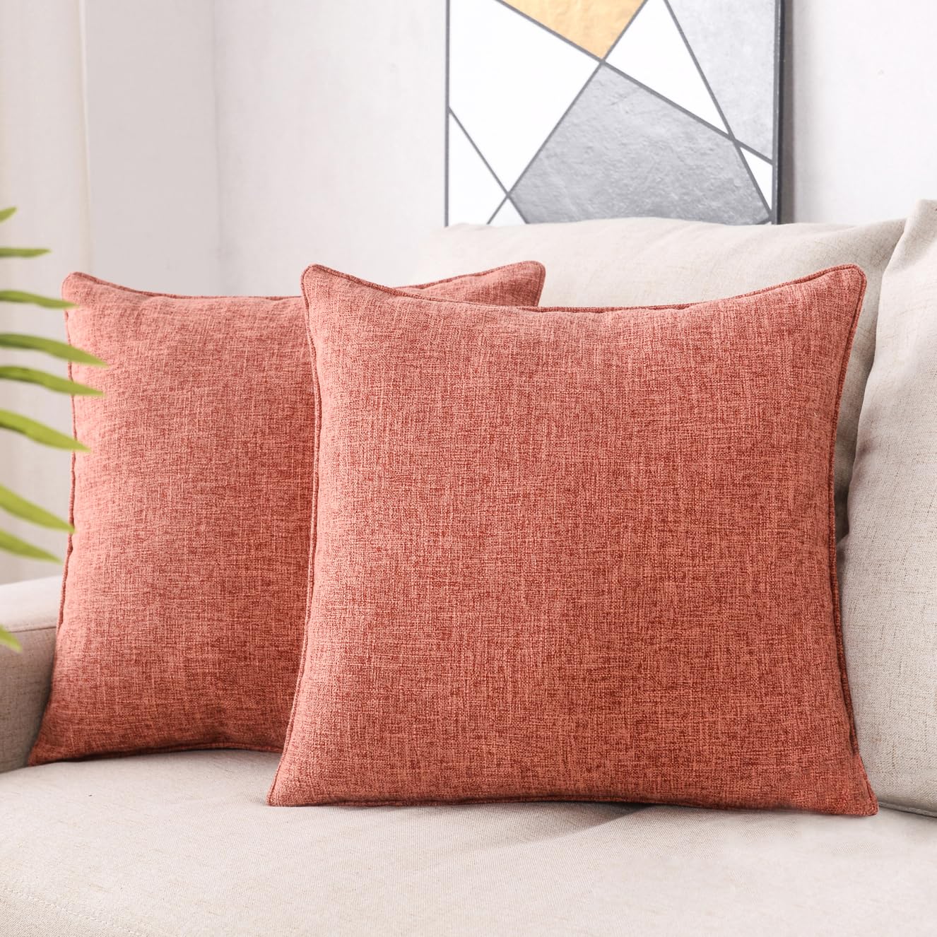 HPUK Throw Pillow Covers 20x20 Inch Set of 4, Linen Decorative Pillow Covers, Accent Cushion Covers for Couch Sofa Bed Bedroom Living Room Décor, Grey