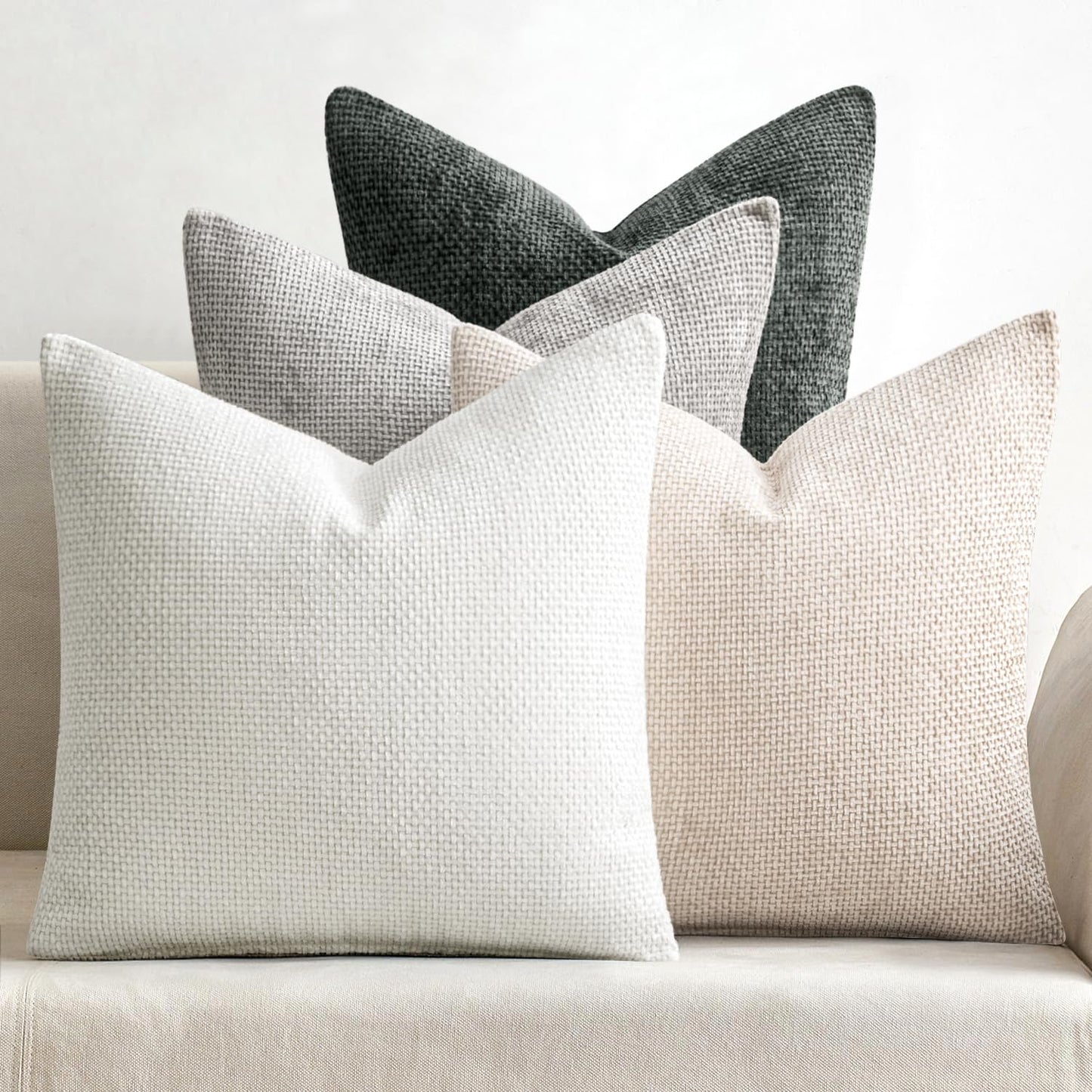 MIULEE Pack of 4 Couch Throw Pillow Covers 20x20 Inch Neutral Blue Soft Decorative Chenille Pillow Covers Farmhouse Accent Cushion Covers for Boho Western Spring Coastal Decor Sofa Bed Living Room