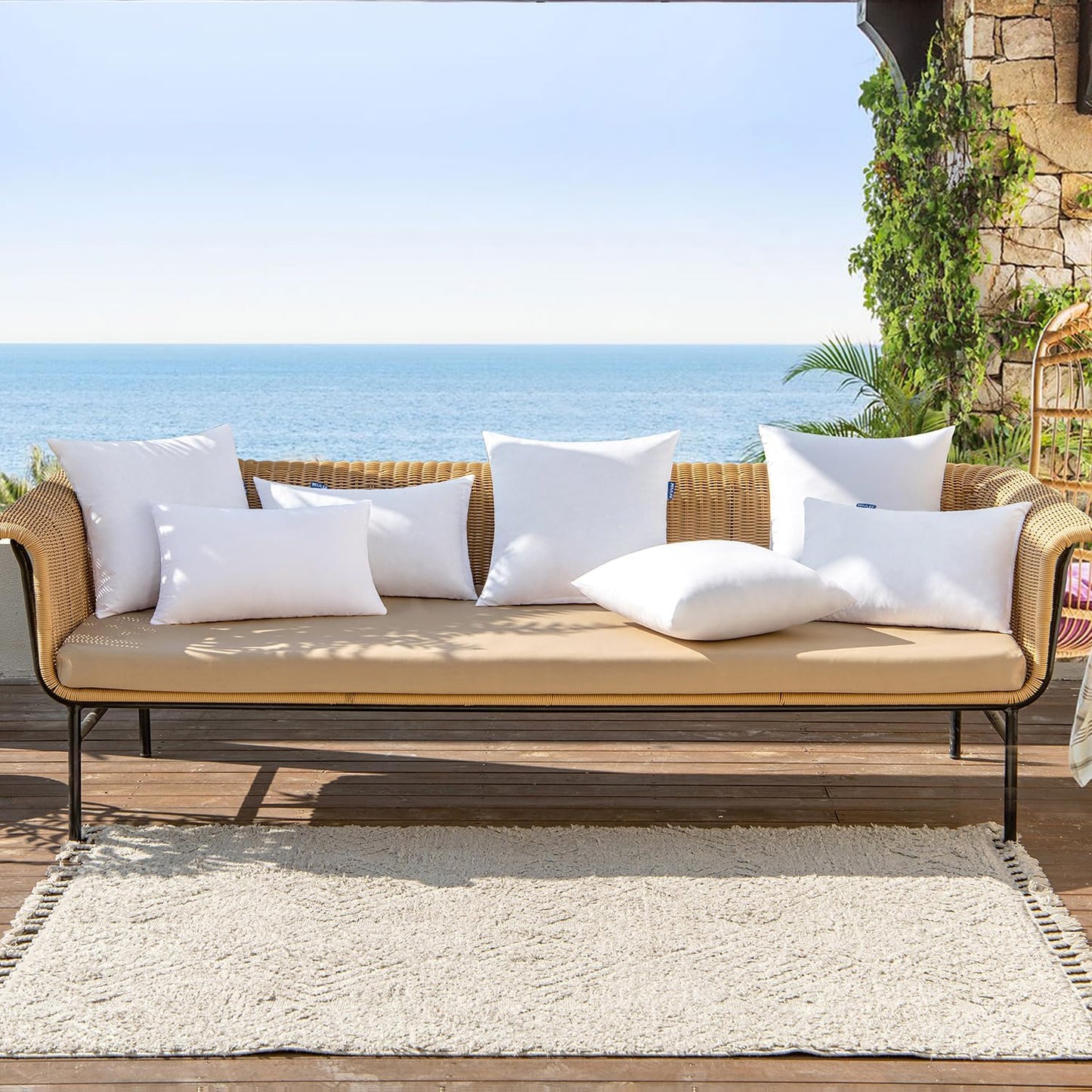 MIULEE Pack of 4 24x24 Outdoor Pillow Inserts, Water-Resistant Throw Pillow Inserts Decorative Premium Square Pillow Stuffer Sham for Porch Swing Couch Sofa Cushion Patio Furniture
