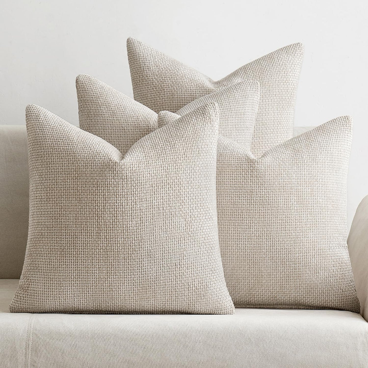 MIULEE Pack of 4 Couch Throw Pillow Covers 20x20 Inch Neutral Blue Soft Decorative Chenille Pillow Covers Farmhouse Accent Cushion Covers for Boho Western Spring Coastal Decor Sofa Bed Living Room