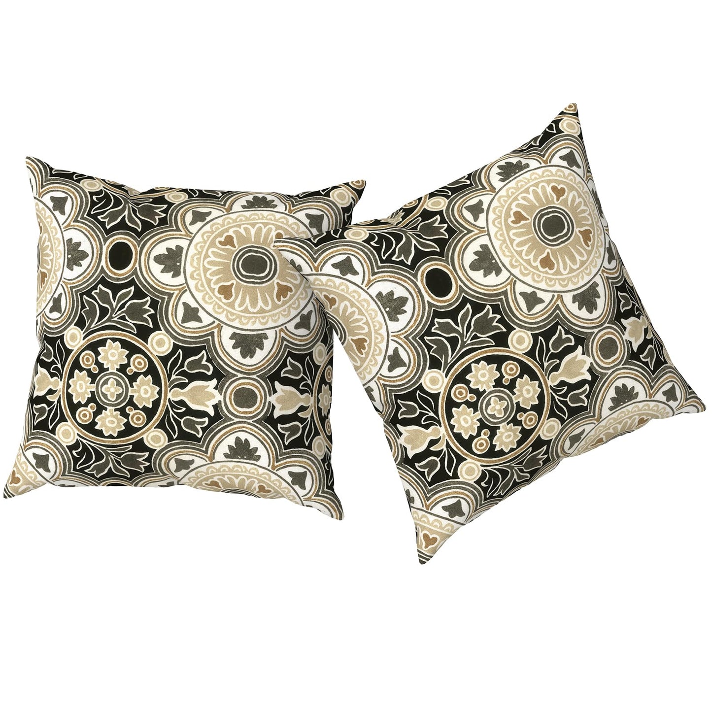 Outdoor Pillows for Patio Furniture 18x18 inch, Square Outdoor Throw Pillows with Inserts, Decorative Toss Pillows for Garden Couch Home Sofa Office Chair, Pack of 2, Clemens Noir Pink