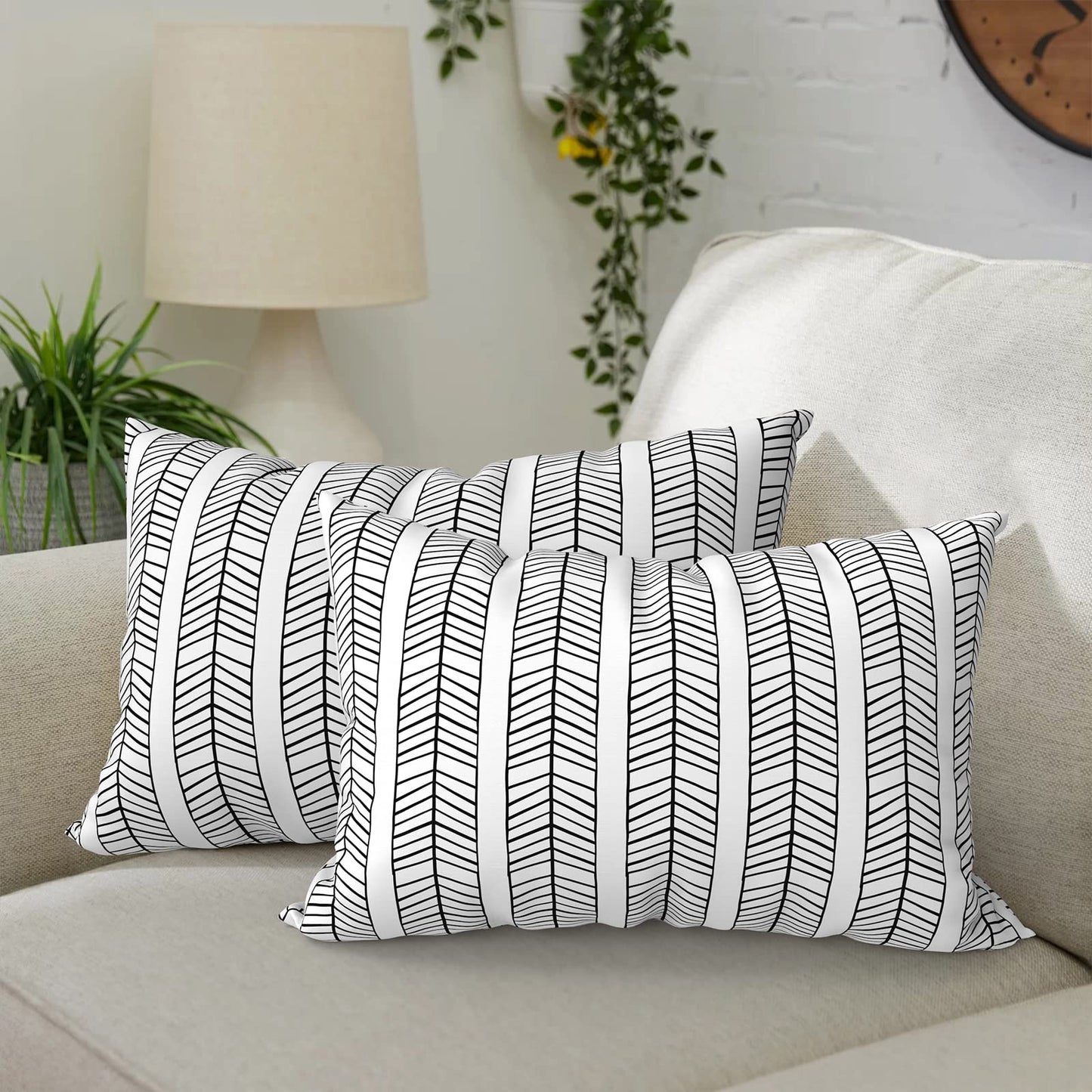 DYTXIII Pack of 2 Waterproof Outdoor Pillow with Inserts, 18x18 Square Patio Decorative Throw Pillow for Home,Sofa,Bench and Patio Furniture,Brush Blue