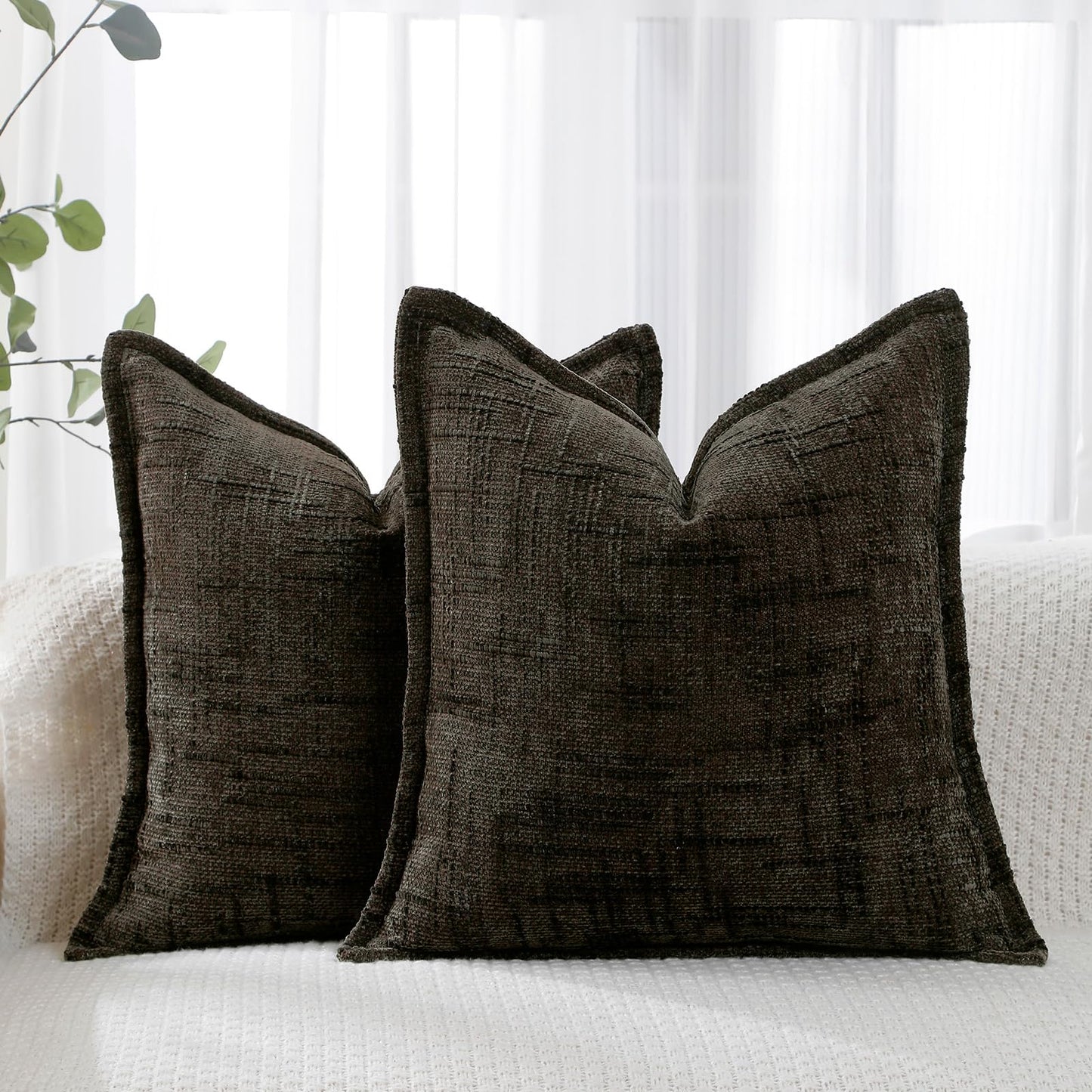 HPUK Throw Pillow Covers 20x20 Inch Set of 4, Linen Decorative Pillow Covers, Accent Cushion Covers for Couch Sofa Bed Bedroom Living Room Décor, Grey