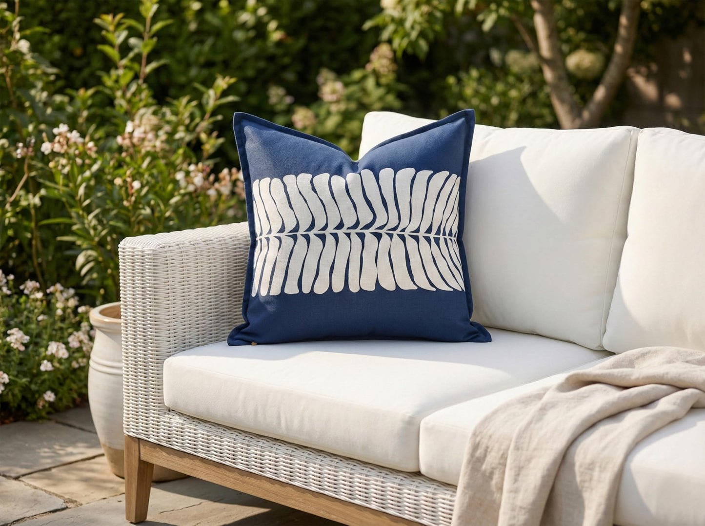 Fab Habitat Indoor/Outdoor Throw Pillow Made from Recycled Polyester Yarn - Double Sided, Stain Resistant, Machine Washable - Tropical - Patio, Deck, Porch, Living Room - Hilo - Green - (20" x 20")