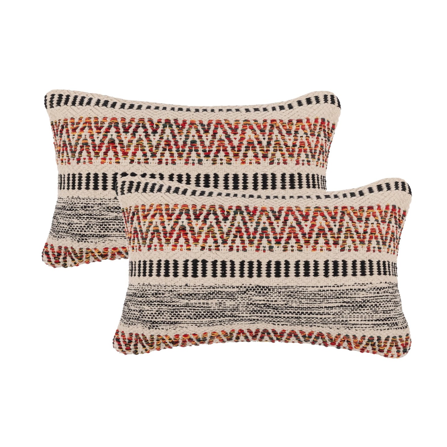 · REDEARTH · Tufted Throw Pillow Cushion Covers - Boho Textured Woven Decorative Cases Set for Couch - Sofa - Bed - Farmhouse - Chair - Covered Patio - car - 100% Cotton (18x18 ; Gray) Pack of 2