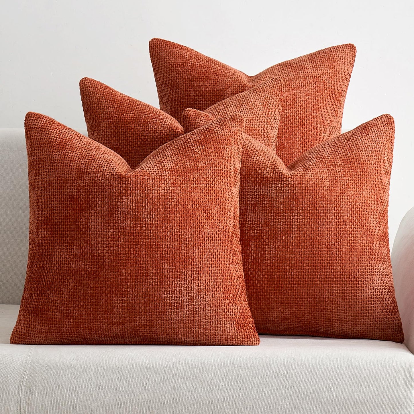 MIULEE Pack of 4 Couch Throw Pillow Covers 20x20 Inch Neutral Blue Soft Decorative Chenille Pillow Covers Farmhouse Accent Cushion Covers for Boho Western Spring Coastal Decor Sofa Bed Living Room