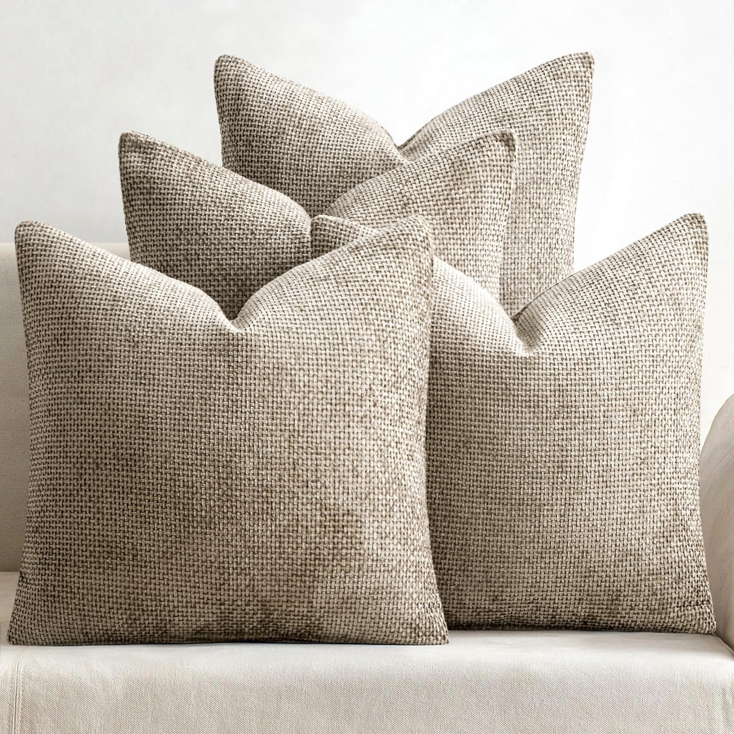 MIULEE Pack of 4 Couch Throw Pillow Covers 20x20 Inch Neutral Blue Soft Decorative Chenille Pillow Covers Farmhouse Accent Cushion Covers for Boho Western Spring Coastal Decor Sofa Bed Living Room