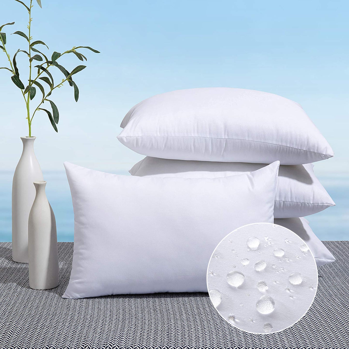 MIULEE Pack of 4 24x24 Outdoor Pillow Inserts, Water-Resistant Throw Pillow Inserts Decorative Premium Square Pillow Stuffer Sham for Porch Swing Couch Sofa Cushion Patio Furniture