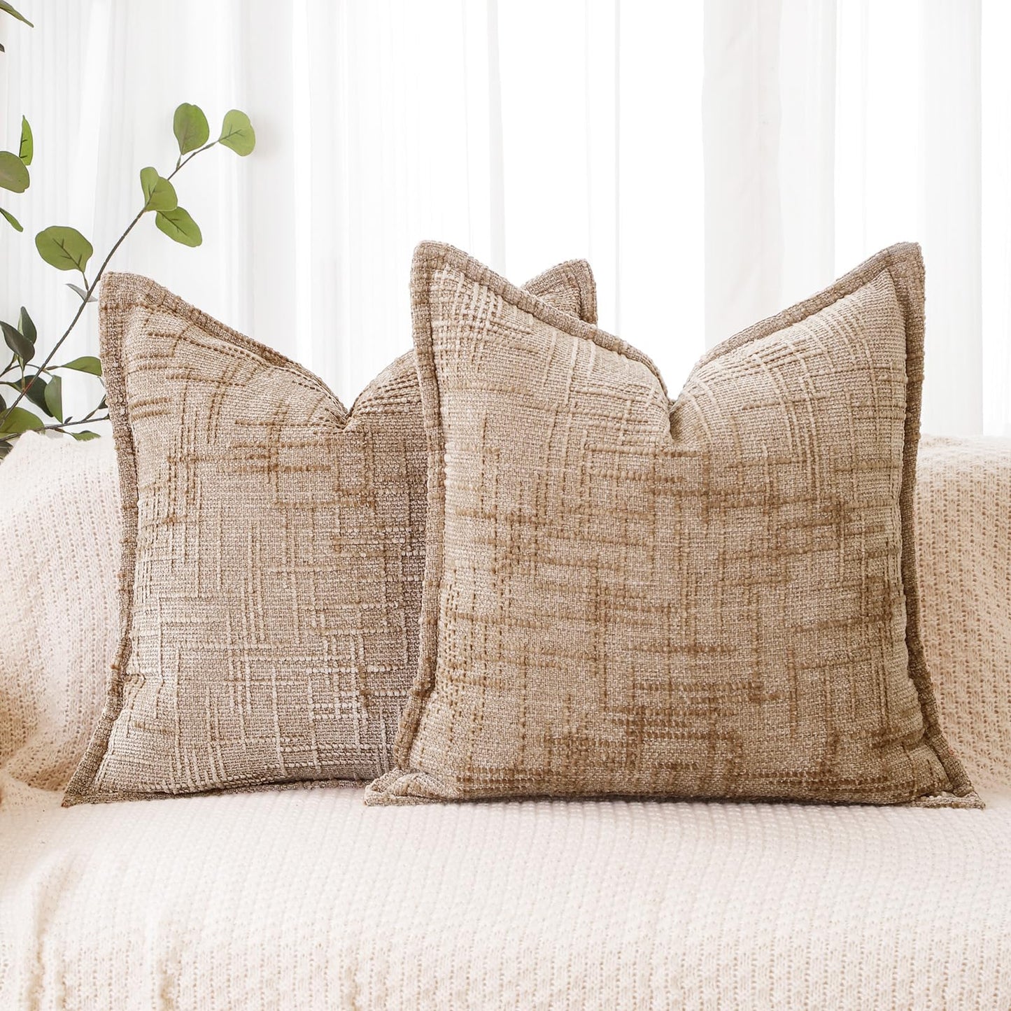 HPUK Throw Pillow Covers 20x20 Inch Set of 4, Linen Decorative Pillow Covers, Accent Cushion Covers for Couch Sofa Bed Bedroom Living Room Décor, Grey