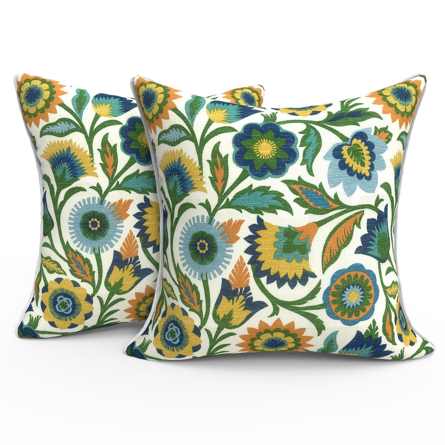 Outdoor 20x20 Inch Throw Pillows with Inners, Square Pillows Decorative Set of 2 for Home Garden Furniture, Paisley Multi