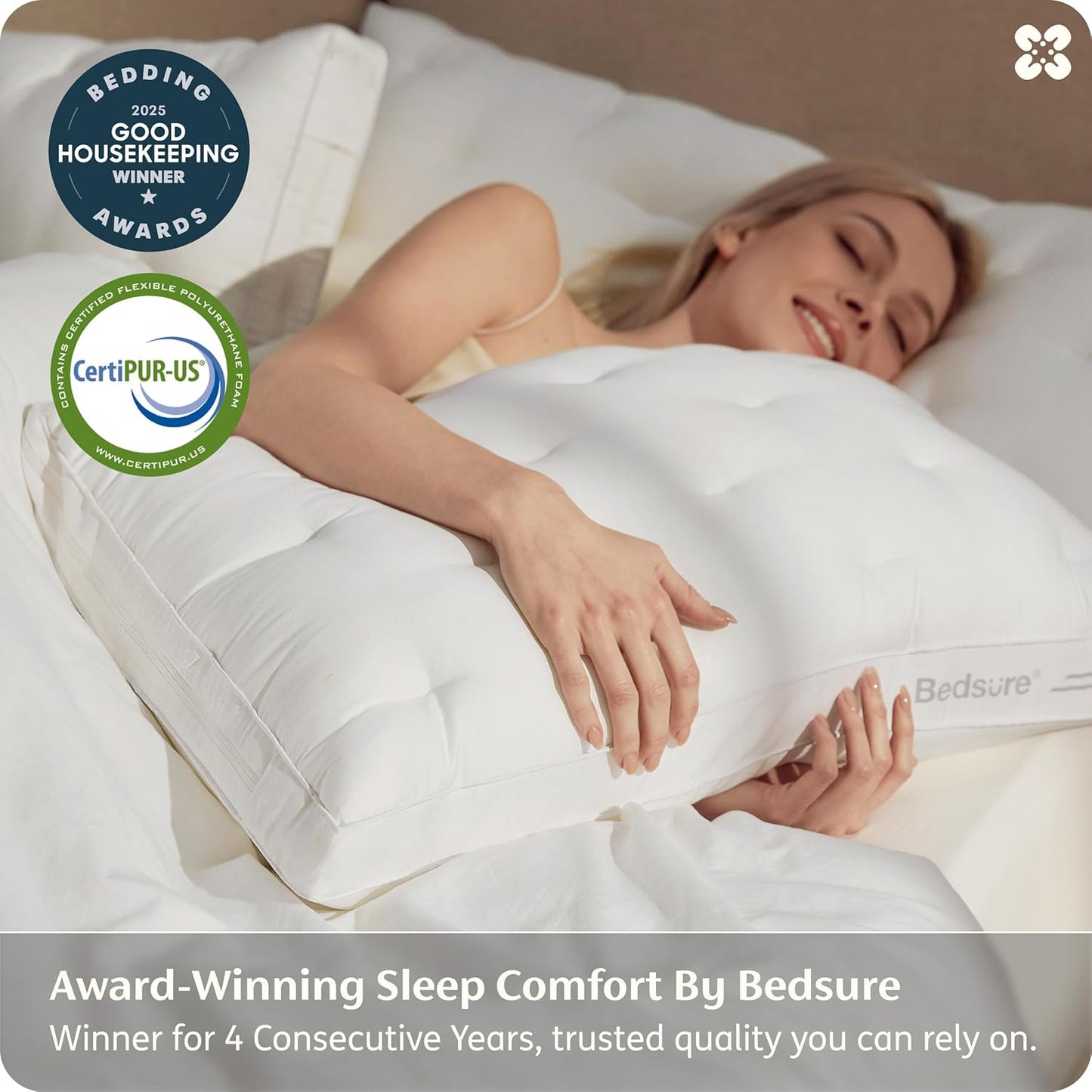 Bedsure 3-in-1 Adjustable Pillow King Size for Back Stomach Side Sleepers, 3/5.5/7 Inches Custom Height, CertiPUR-US Memory Foam & Down Alternative Fill, 100% Cotton Cover, PureWoven, 33"x17", 1 Pack