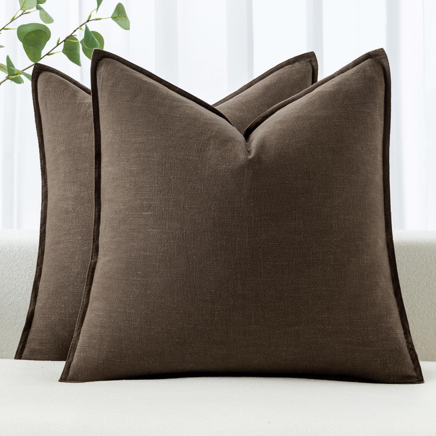 MIULEE Decorative Linen Pillow Covers 20x20 Inch Light Blue Boho Farmhouse Neutral Couch Throw Pillows for Bed Pack of 2 Accent Coastal Modern Pillowcase Summer Sofa Livingroom Home Decor
