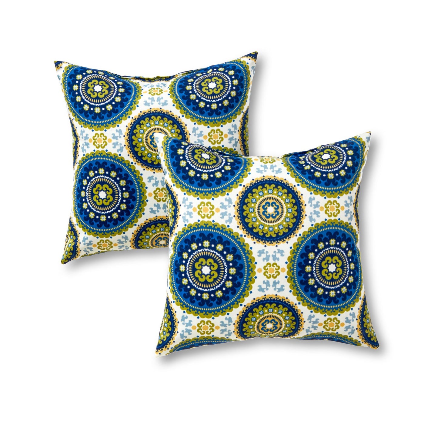 Set of 2 Outdoor Throw Pillows 17 x 17 Inch – Reversible Square Patio Accent Pillows – Weather-Resistant Polyester Fabric – Eco-Friendly Recycled Polyfiber Fill, Arctic Paisley