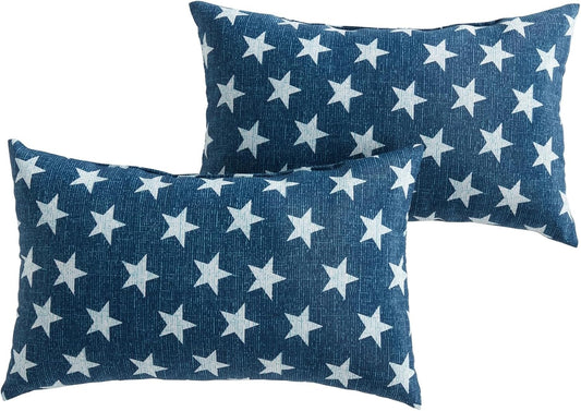 Greendale Home Fashions 2-Pack Outdoor 19x12 inch Rectangle Decorative Throw Pillow, Stars