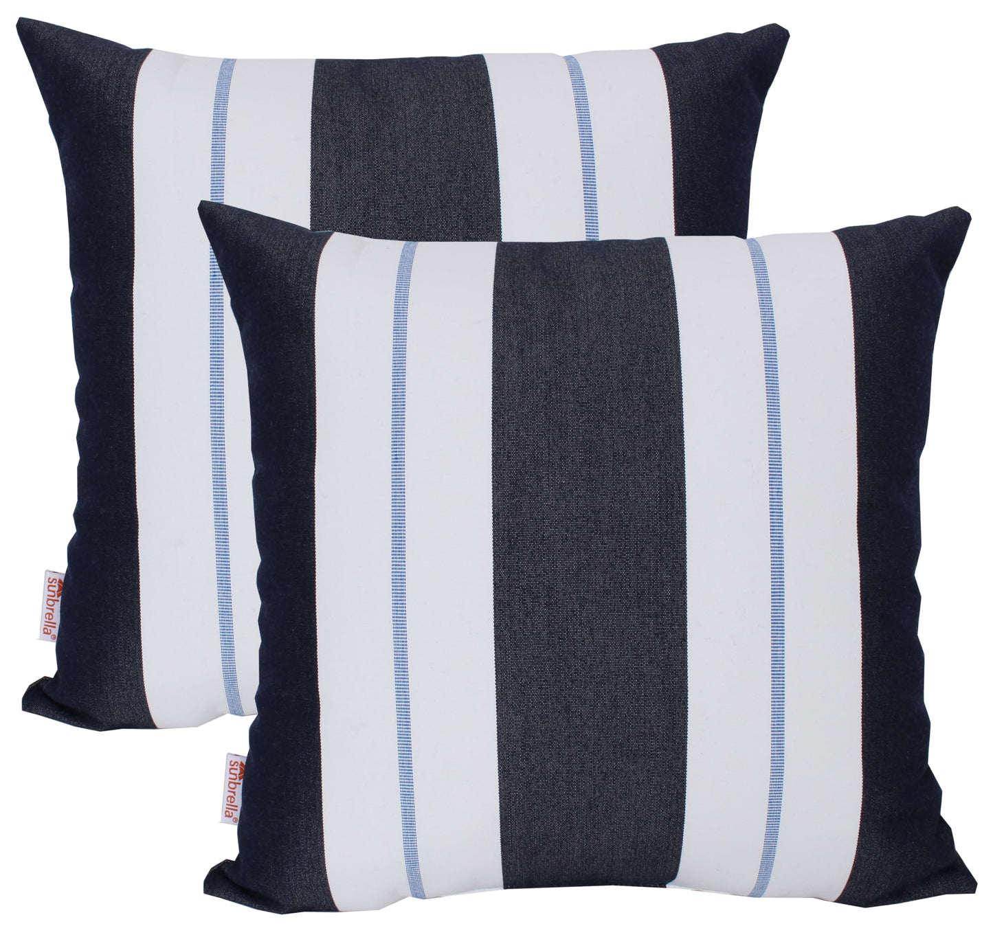 Outdoor/Indoor Sunbrella Throw Pillow Cover Only Square Set of 2 Pieces 18 inch x 18 inch Maxim Heather Beige Stripe - Insert Not Included