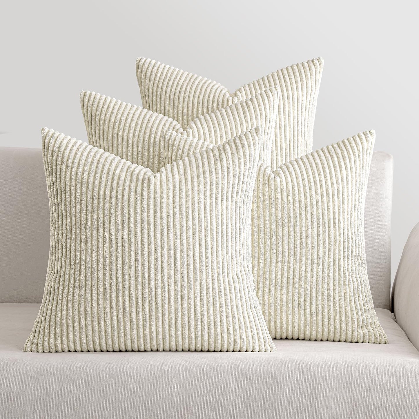 MIULEE Pack of 4 Blue-Orange Corduroy Decorative Throw Pillow Covers 18x18 Inch Soft Boho Striped Pillow Covers Modern Farmhouse Home Decor for Summer Sofa Living Room Couch Bed