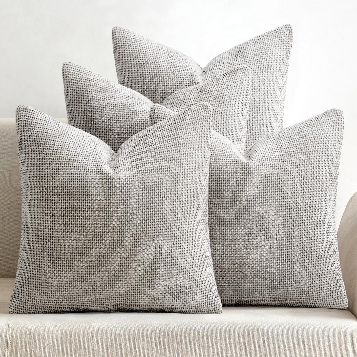 MIULEE Pack of 4 Couch Throw Pillow Covers 20x20 Inch Neutral Blue Soft Decorative Chenille Pillow Covers Farmhouse Accent Cushion Covers for Boho Western Spring Coastal Decor Sofa Bed Living Room