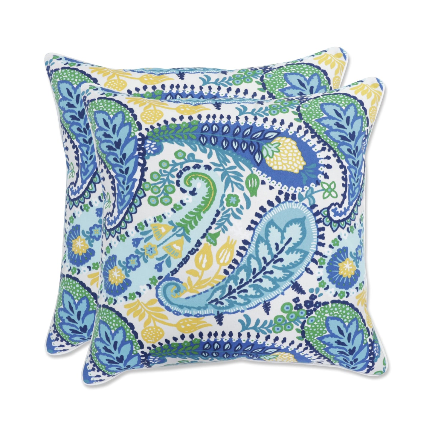 Pillow Perfect Paisley Indoor/Outdoor Accent Throw Pillow, Plush Fill, Weather, and Fade Resistant, Lumbar - 11.5" x 18.5" , Blue/Multi Ummi, 2 Count
