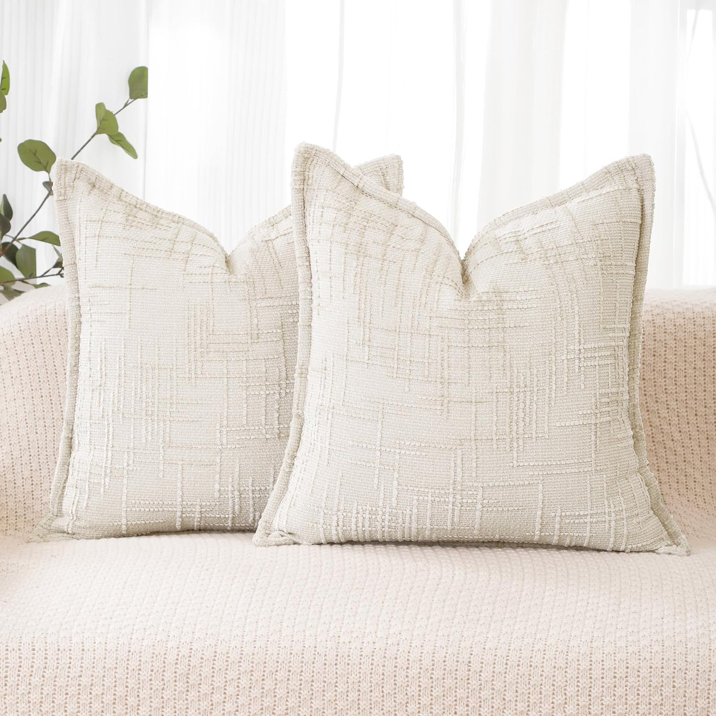 HPUK Throw Pillow Covers 20x20 Inch Set of 4, Linen Decorative Pillow Covers, Accent Cushion Covers for Couch Sofa Bed Bedroom Living Room Décor, Grey
