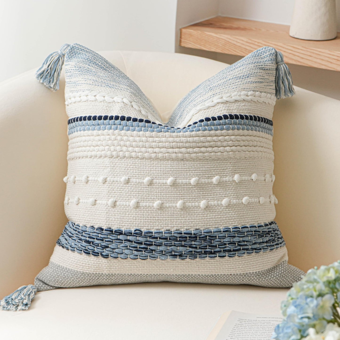 Coastal Boho Textured Decorative Lumbar Throw Pillow Cover Set