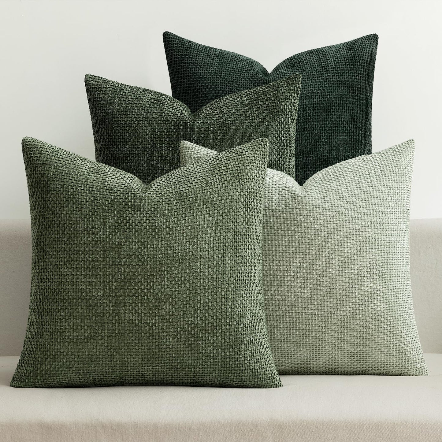 MIULEE Pack of 4 Couch Throw Pillow Covers 20x20 Inch Neutral Blue Soft Decorative Chenille Pillow Covers Farmhouse Accent Cushion Covers for Boho Western Spring Coastal Decor Sofa Bed Living Room