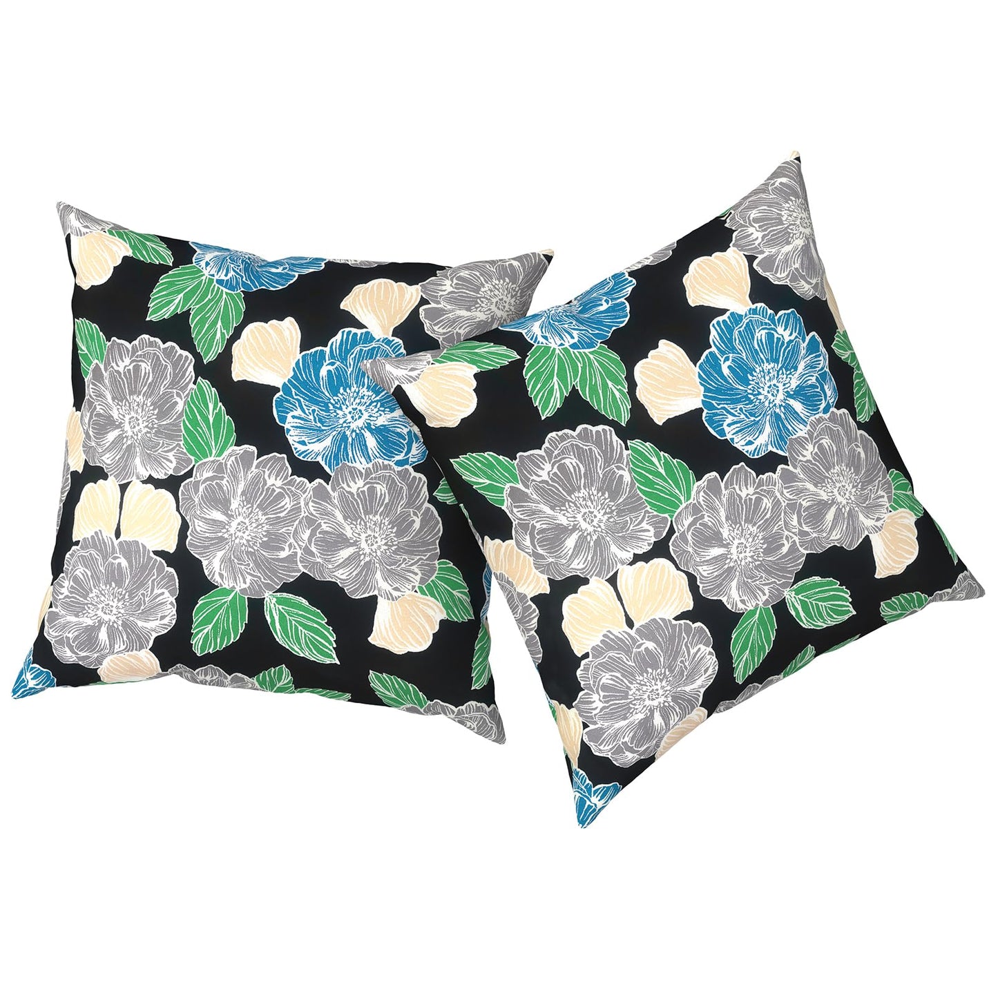 Outdoor Pillows for Patio Furniture 18x18 inch, Square Outdoor Throw Pillows with Inserts, Decorative Toss Pillows for Garden Couch Home Sofa Office Chair, Pack of 2, Clemens Noir Pink