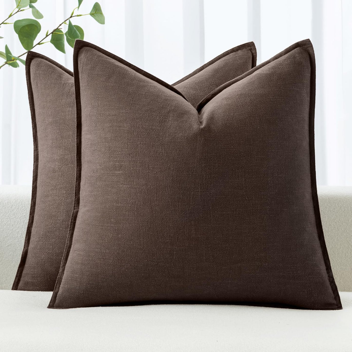 MIULEE Decorative Linen Pillow Covers 20x20 Inch Light Blue Boho Farmhouse Neutral Couch Throw Pillows for Bed Pack of 2 Accent Coastal Modern Pillowcase Summer Sofa Livingroom Home Decor