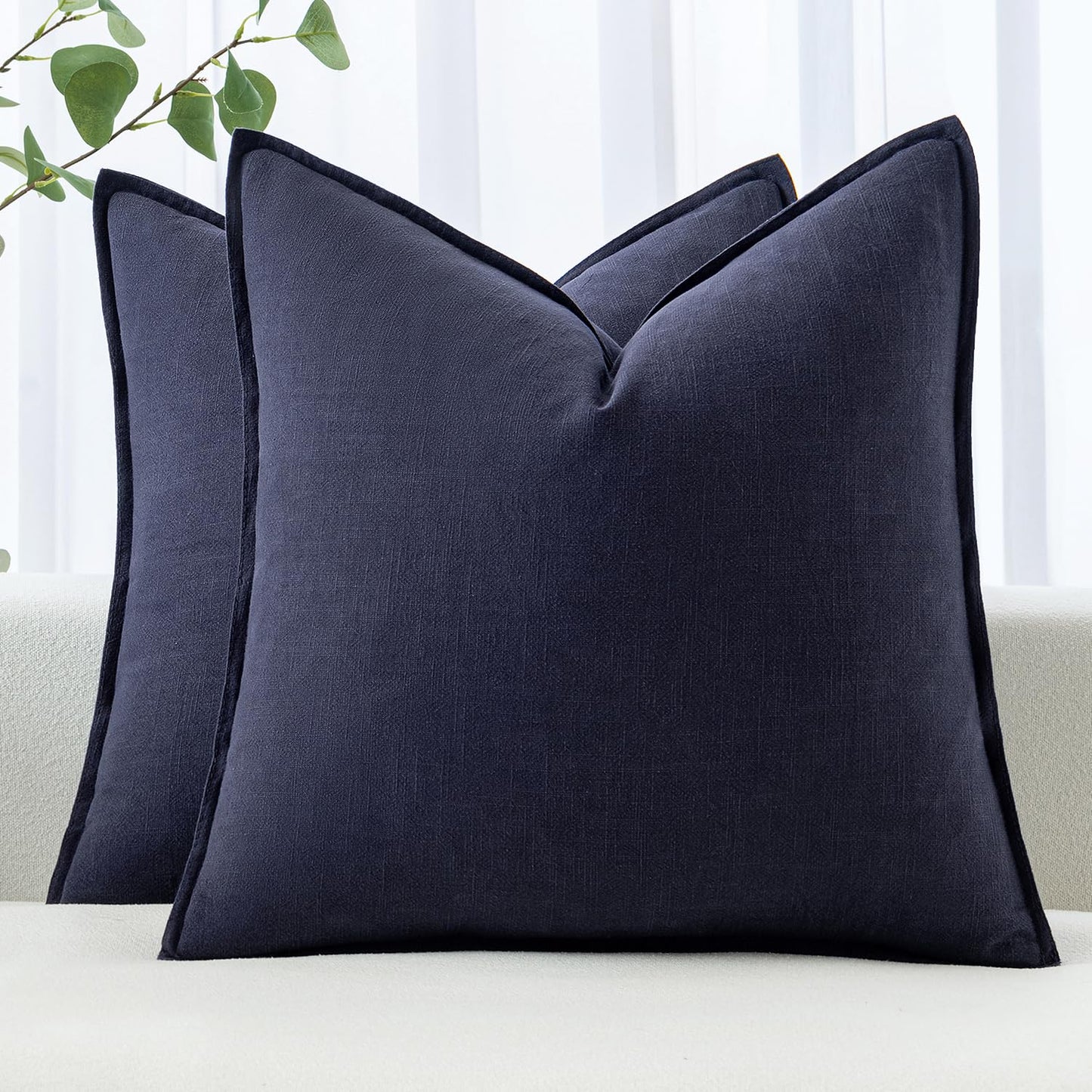 MIULEE Decorative Linen Pillow Covers 20x20 Inch Light Blue Boho Farmhouse Neutral Couch Throw Pillows for Bed Pack of 2 Accent Coastal Modern Pillowcase Summer Sofa Livingroom Home Decor