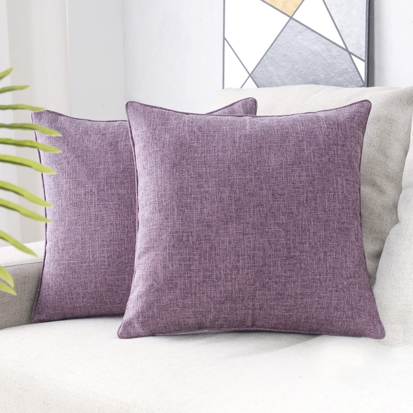 HPUK Throw Pillow Covers 20x20 Inch Set of 4, Linen Decorative Pillow Covers, Accent Cushion Covers for Couch Sofa Bed Bedroom Living Room Décor, Grey