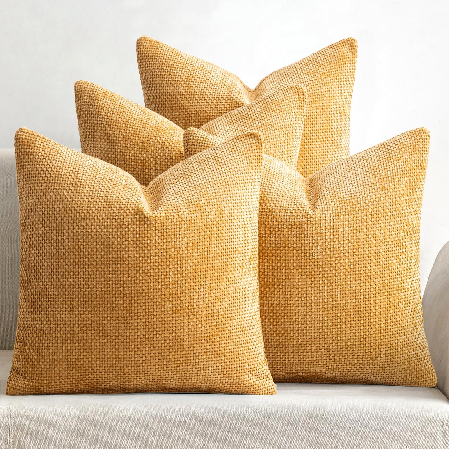 MIULEE Pack of 4 Couch Throw Pillow Covers 20x20 Inch Neutral Blue Soft Decorative Chenille Pillow Covers Farmhouse Accent Cushion Covers for Boho Western Spring Coastal Decor Sofa Bed Living Room
