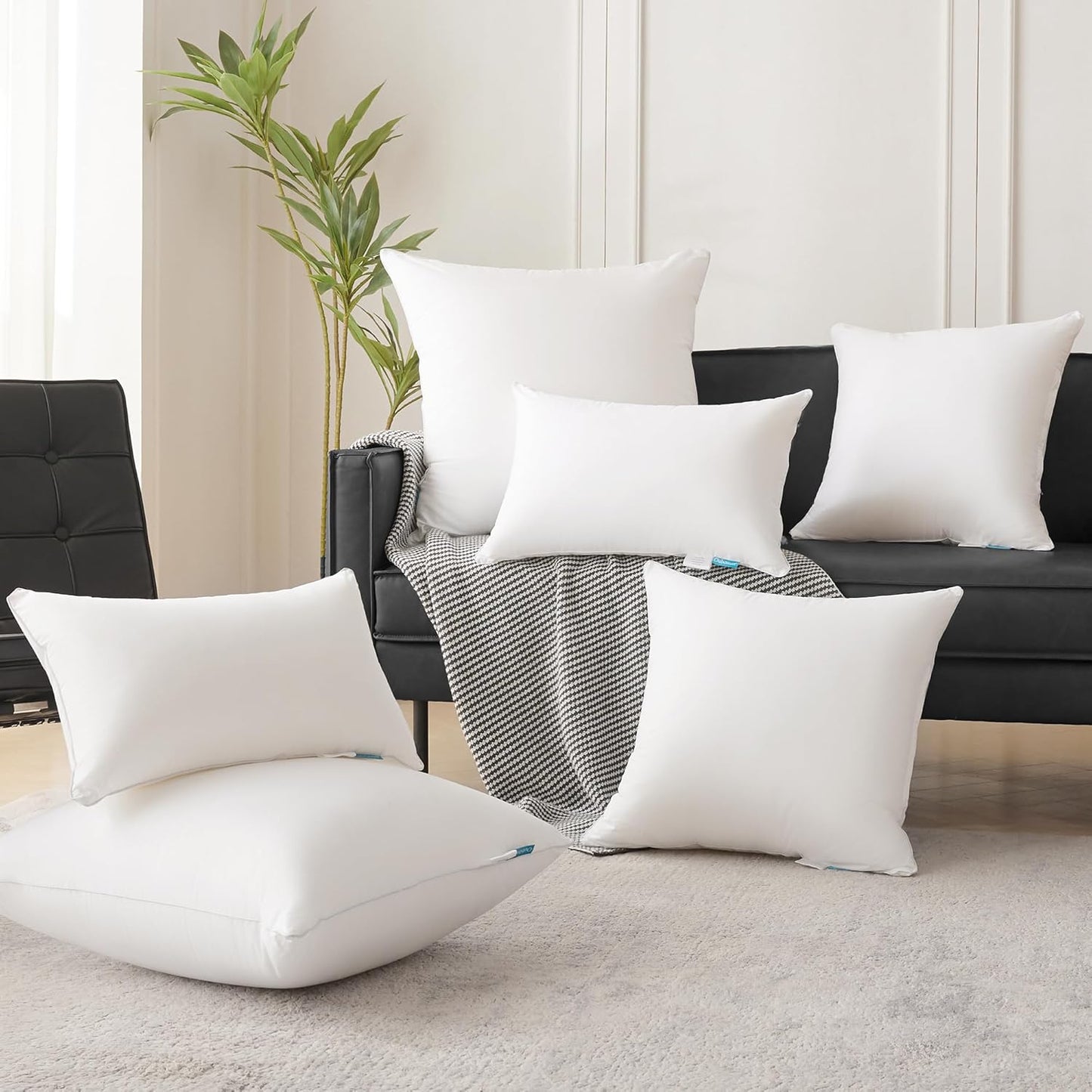 Oubonun 30 x 30 Pillow Inserts (Set of 2) - Euro Pillows with 100% Cotton Cover - 30 Inch Square Interior Sofa Pillow Inserts - Decorative Pillow Insert Pair - White Couch Pillow