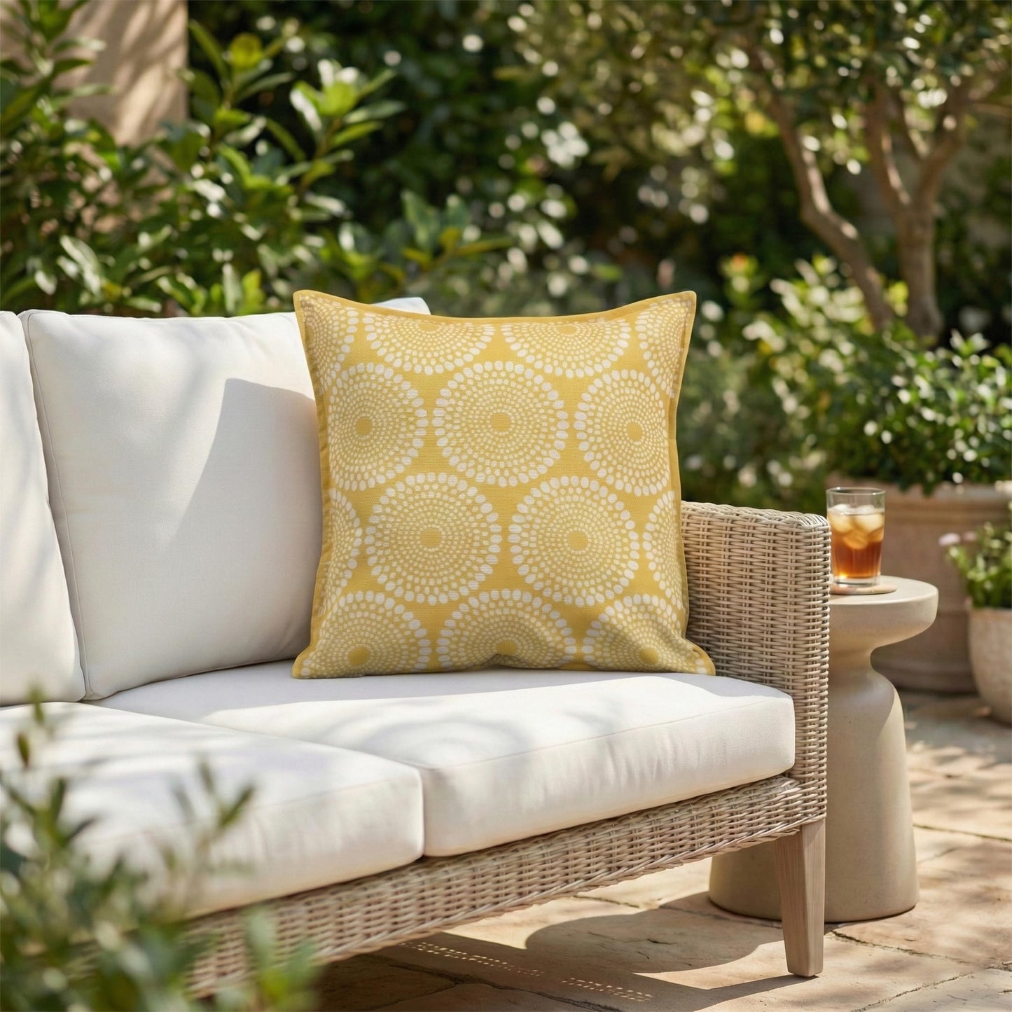 Fab Habitat Indoor/Outdoor Throw Pillow Made from Recycled Polyester Yarn - Double Sided, Stain Resistant, Machine Washable - Tropical - Patio, Deck, Porch, Living Room - Hilo - Green - (20" x 20")