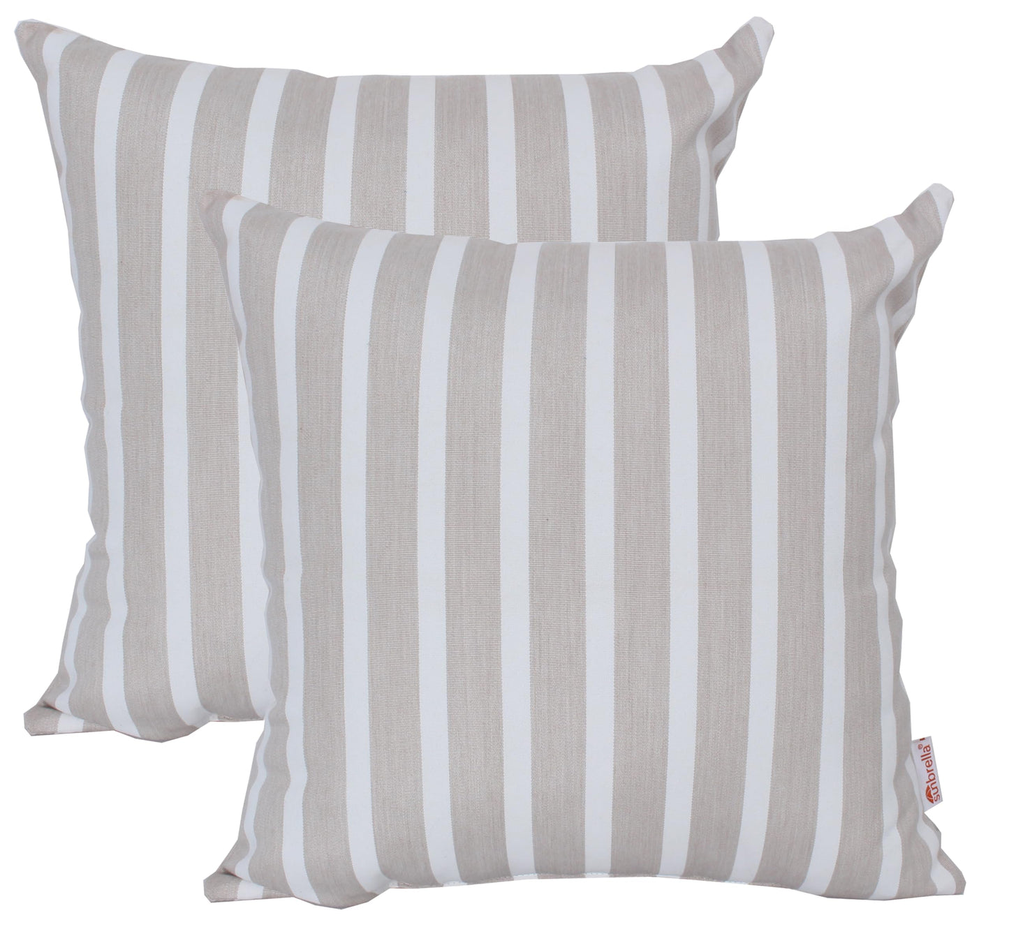 Outdoor/Indoor Sunbrella Throw Pillow Cover Only Square Set of 2 Pieces 18 inch x 18 inch Maxim Heather Beige Stripe - Insert Not Included
